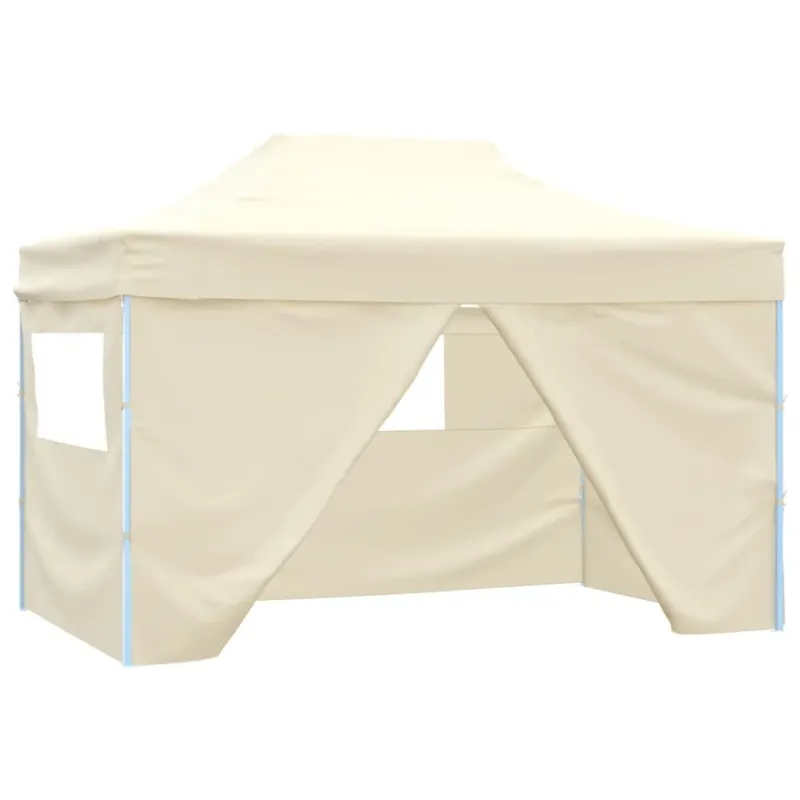 Tenda Pieghevole Pop-Up Bianco Crema 4 Pareti Laterali Tessuto Oxford 3x4,5 m Prezzo Scontato