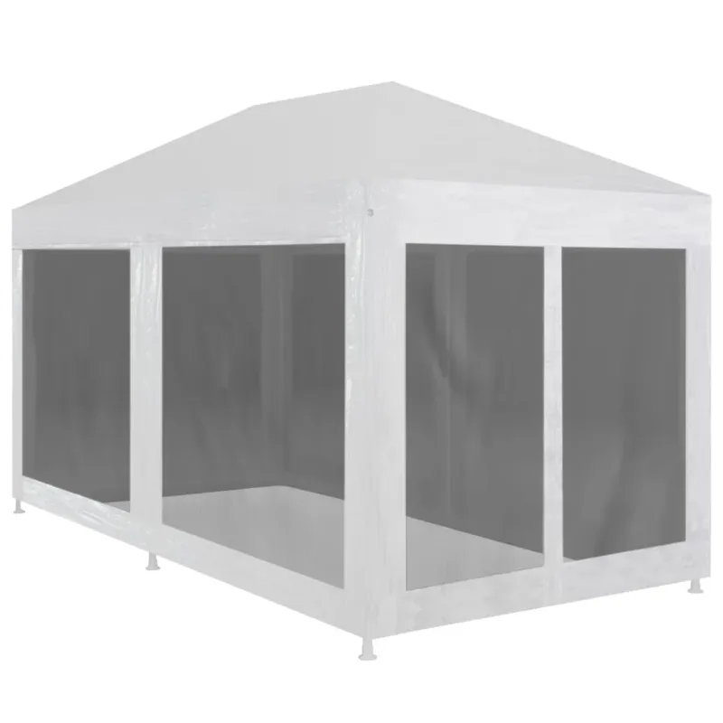 Tenda per Feste Bianco e Nero in Acciaio Verniciato con 6 Pareti in Rete 6x3 m Nuova Collezione