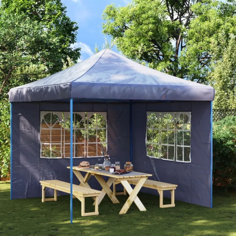 Parete per Tendostruttura Blu 2 pz con Finestra in PE Resistente All‘acqua Promo Stagionale