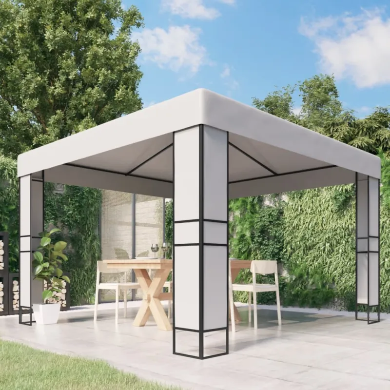 Prezzo Scontato Gazebo con Tetto Doppio 3 x 3 m Bianco
