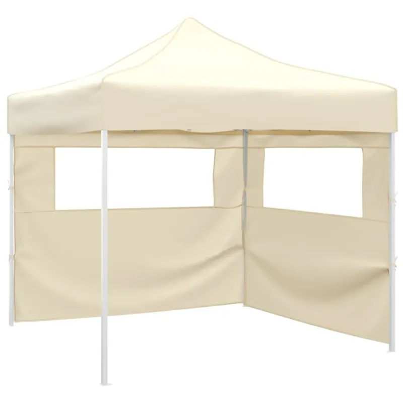 Bestseller Tenda Pieghevole con 2 Pareti Crema Telaio Verniciato in Polvere 3x3 m