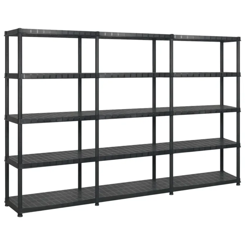 Scaffale a 5 Ripiani Organizer Espositore Nero in Plastica 274,5x45,7x185 cm Promozione