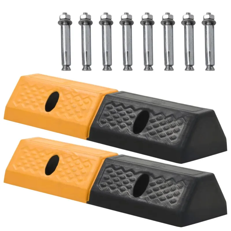 Compra Online Set 2 Delimitatori di Parcheggio Auto in Gomma Nero Arancione 49x15x9 cm