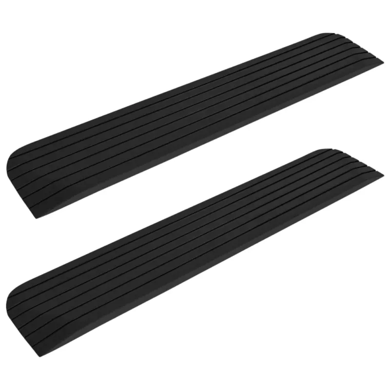 Set 2 Rampe per Soglia Kit per Trasporto Veicoli 110x21x2,5 cm in Gomma Nero Must-Have