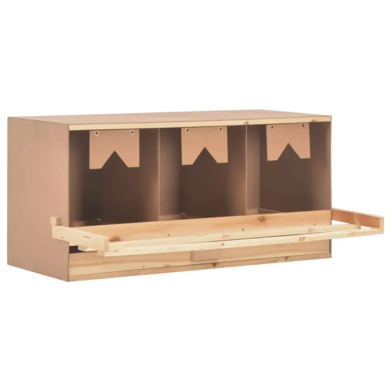 Casetta Cova per Galline Nido 3 Scomparti 96x40x65cm Legno di Pino da Trasporto Miglior Prezzo