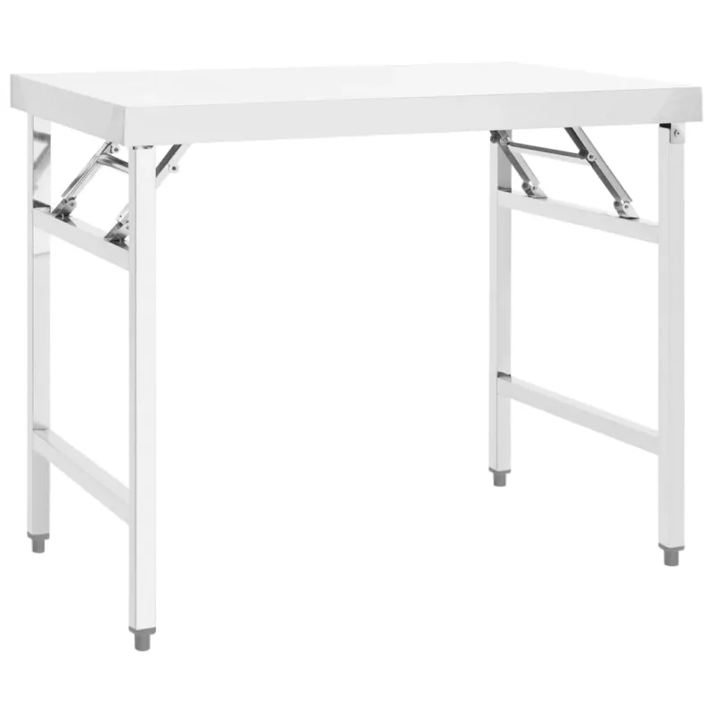 Tavolo da Lavoro Cucina Pieghevole 100x60x80 cm in Acciaio Inossidabile Argento Quantità Limitata
