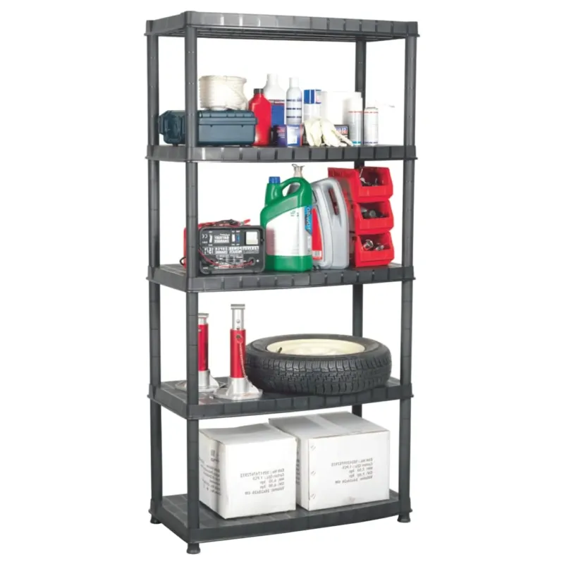 Scaffale 5 Ripiani Libreria Espositore Colore Nero in Plastica 91,5x45,7x185 cm Quantità Limitata
