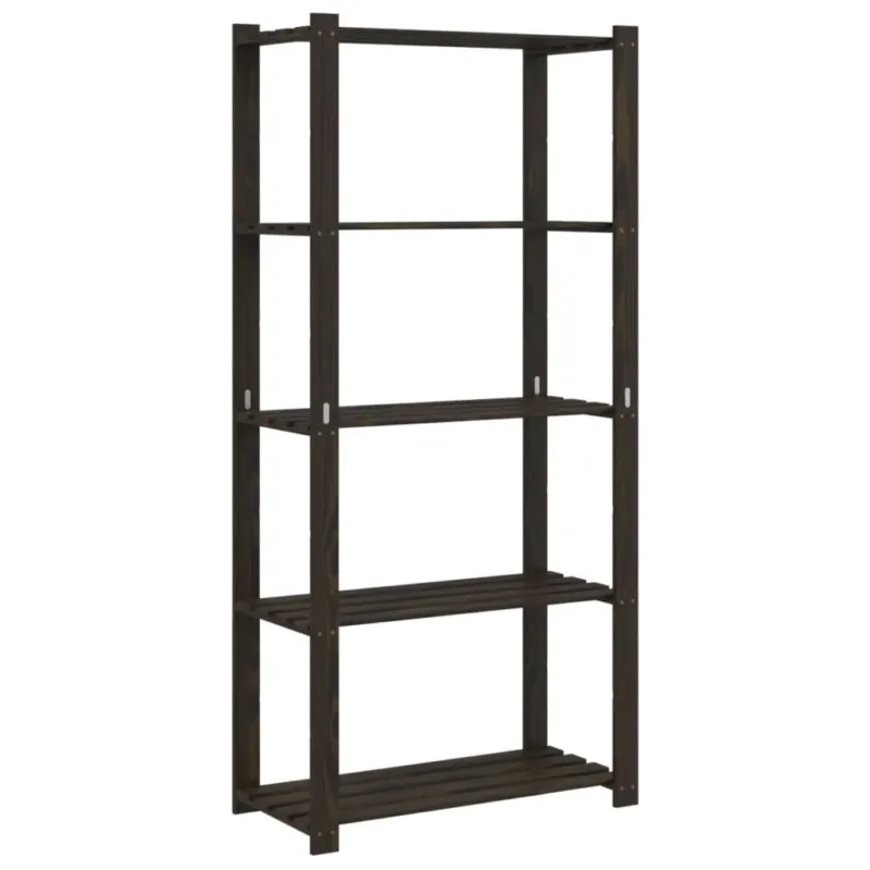 Scaffale a 5 Livelli Libreria 80x38x170 cm in Legno di Pino Colore Nero Ultimissimo Modello