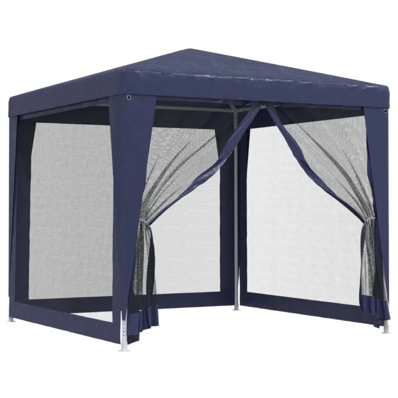 Tenda per Feste con 4 Pareti Laterali in Rete Blu HDPE 2,5x2,5m Altezza 2 m Spedizione Espresso