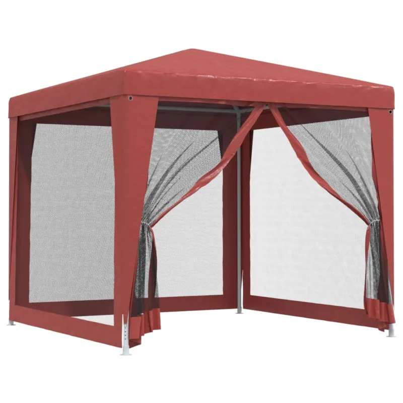 Tenda per Feste 4 Pareti Laterali in Rete Rossa HDPE Materiale Pregiato 2,5x2,5m Prezzo Basso