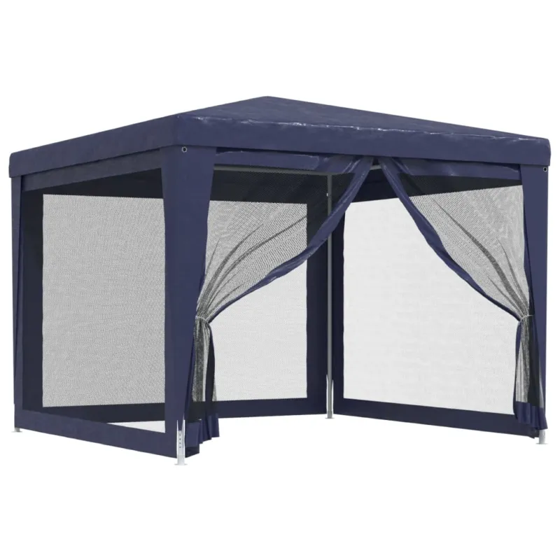 Tenda per Feste con 4 Pareti Laterali in Rete Blu HDPE Resistente All‘acqua 3x3m Ultima Occasione