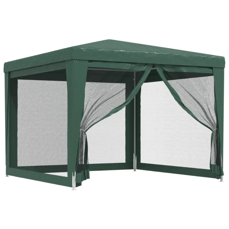 Tenda per Feste con 4 Pareti Laterali in Rete Verde HDPE Resistente ai Raggi UV Professionale