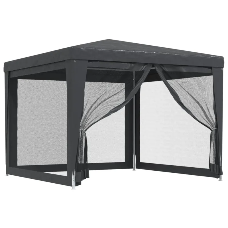 Tenda per Feste con 4 Pareti in Rete Antracite in HDPE Telaio in Ferro 3x3 m 2 m Saldi