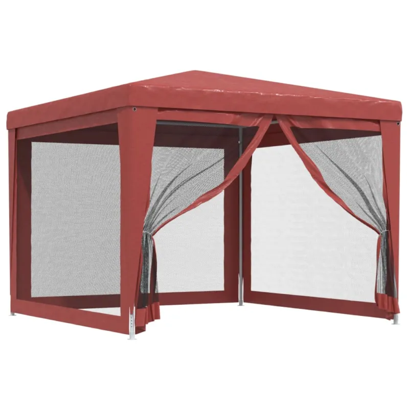 Tenda per Feste con Pareti Laterali in Rete Rossa 3x3 m HDPE in Ferro Altezza 2m Compra Oggi Stesso