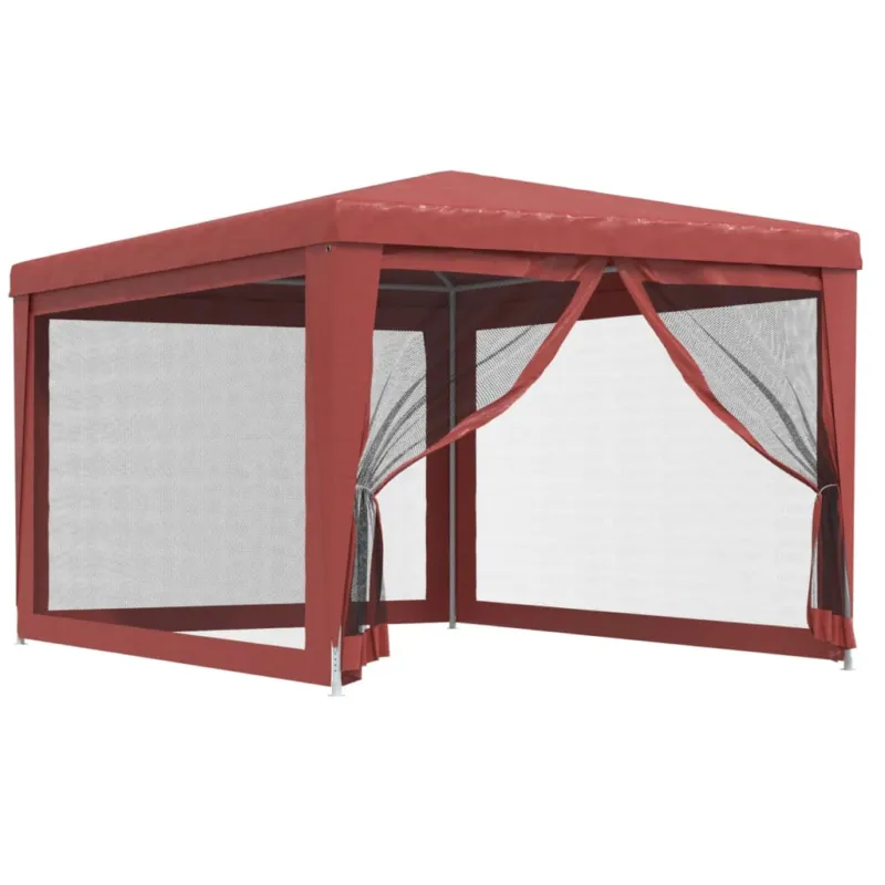 Tenda per Feste con Pareti Laterali in Rete Rossa HDPE Resistente All‘ acqua Offerta Speciale