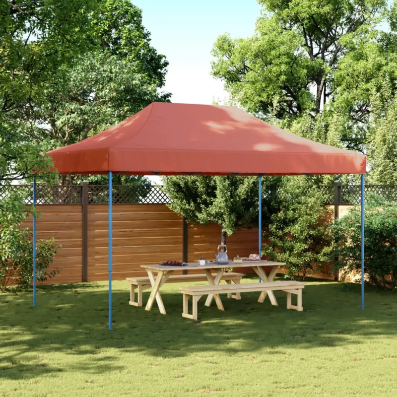 Tenda da Festa Pieghevole Pop-Up Terracotta Struttura Blu Acciaio 440x292x315 cm Prezzo Basso