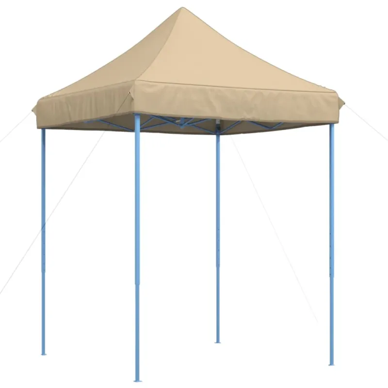 Economico Tenda da Festa Pieghevole Pop-Up Beige Struttura Blu in Acciaio 200x200x306 cm