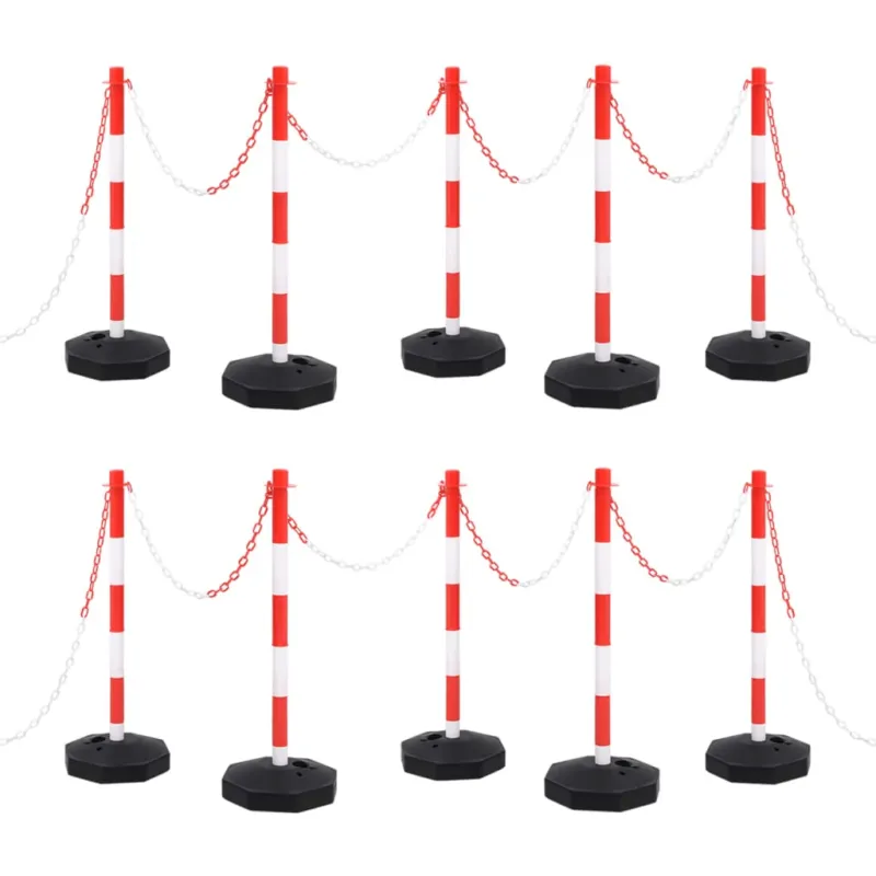 Set 10PZ di Pali Stradali Separatori con Base e Catena in Plastica di 10 m Spedizione Espresso
