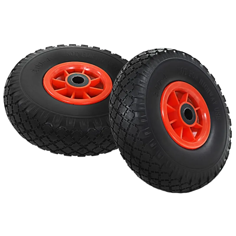 Set 2 pezzi Ruote Ricambio Carrello da Lavoro a Mano in PU Solido 3.00-4(260x85) Offerta Speciale