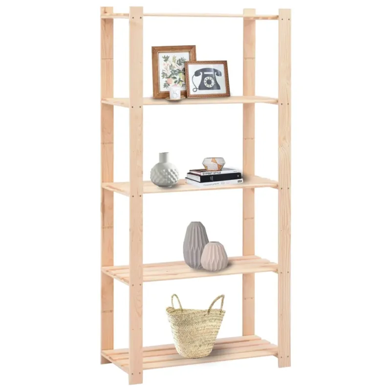 Scaffale a 5 Livelli shabby in Massello di Pino 80x38x170 cm 250 kg Prezzo Scontato