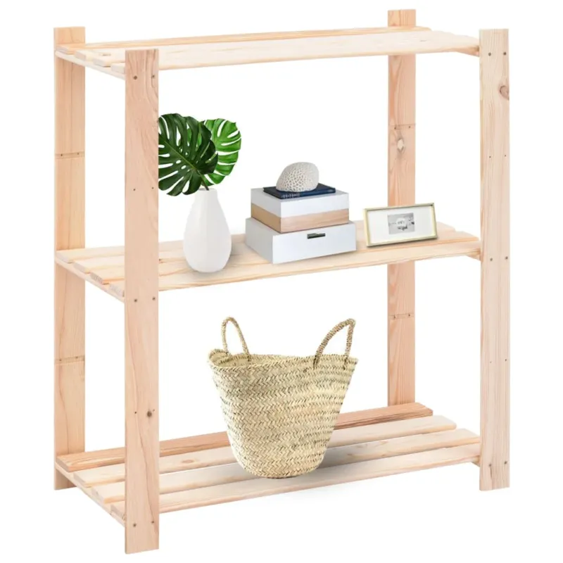Super Prezzo Scaffale a 3 Livelli shabby in Massello di Pino 150 kg 80x38x90 cm