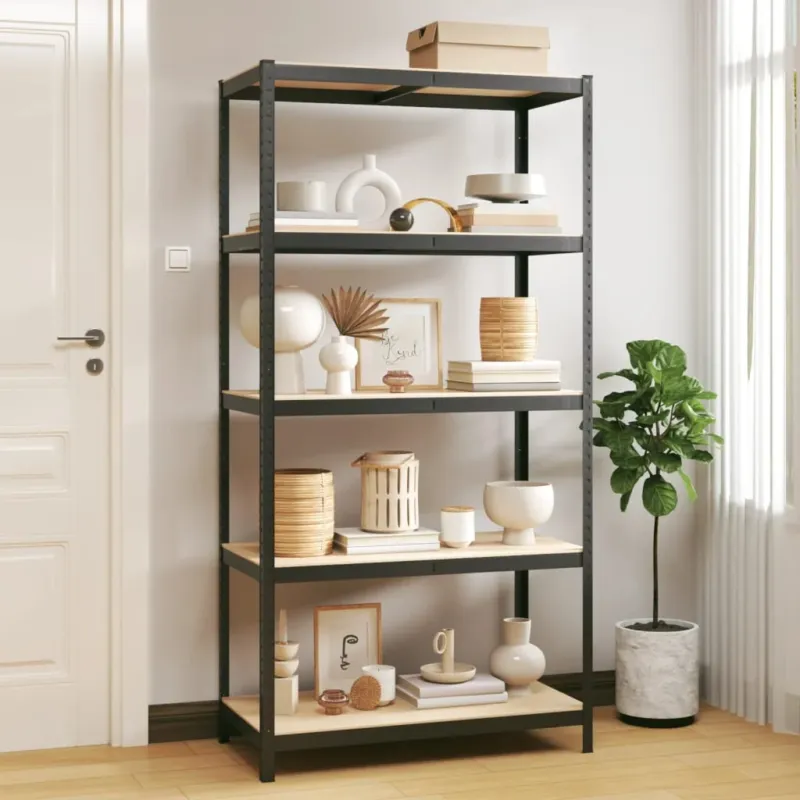 Offerta Speciale Mensola Portaoggetti Organizer 5 Strati Antracite Telaio in Acciaio e Legno