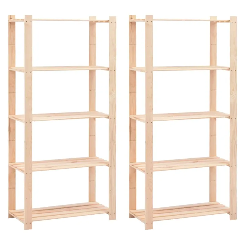 Set 2 Scaffali a 5 Livelli Organizer 80x38x170 cm in Massello Pino 250 kg A Buon Prezzo