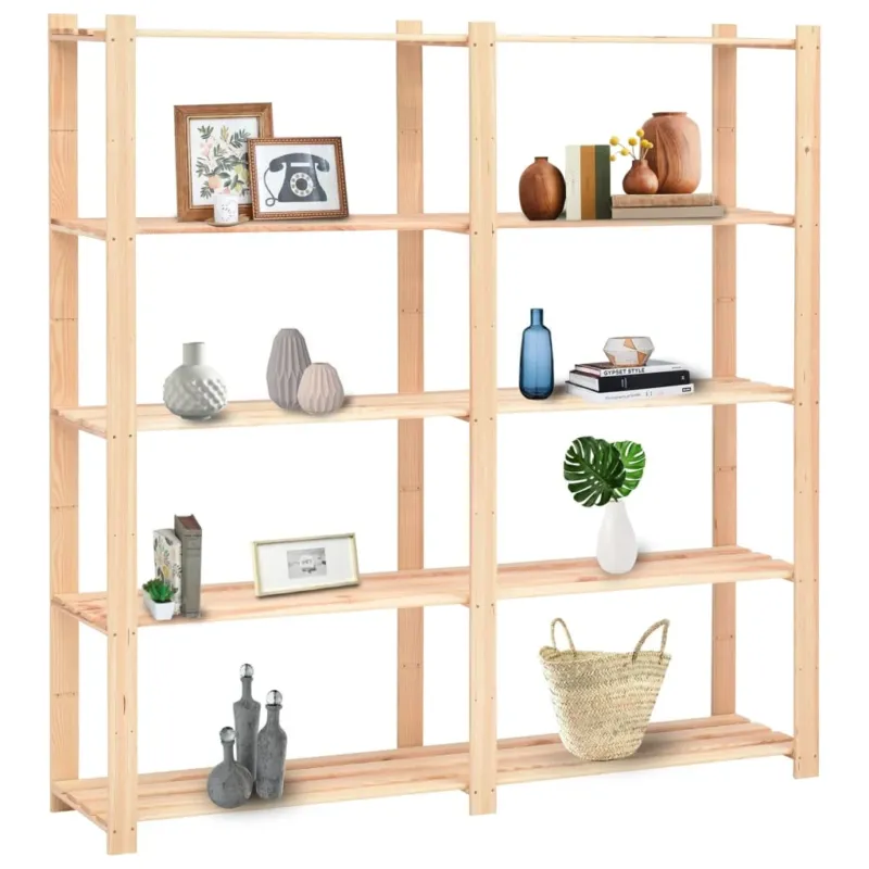Compra Adesso Set 5 pz Scaffali a 5 Livelli Organizer 170x38x170 cm Massello Pino 500kg