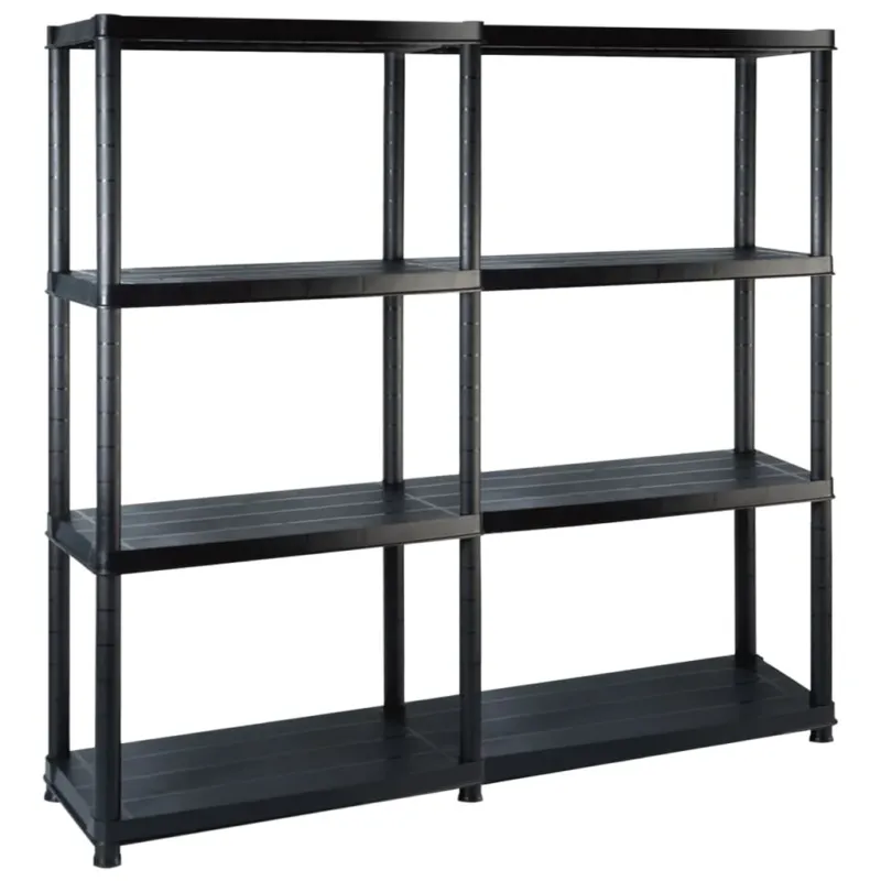 Scaffale a 4 Ripiani Organizer Espositore Nero in Plastica 122x30,5x130 cm Ultima Occasione