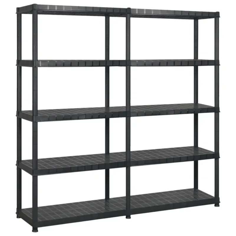 Offerta Lampo Scaffale a 5 Ripiani Espositore Organizer Nero in Plastica 170x40x185 cm