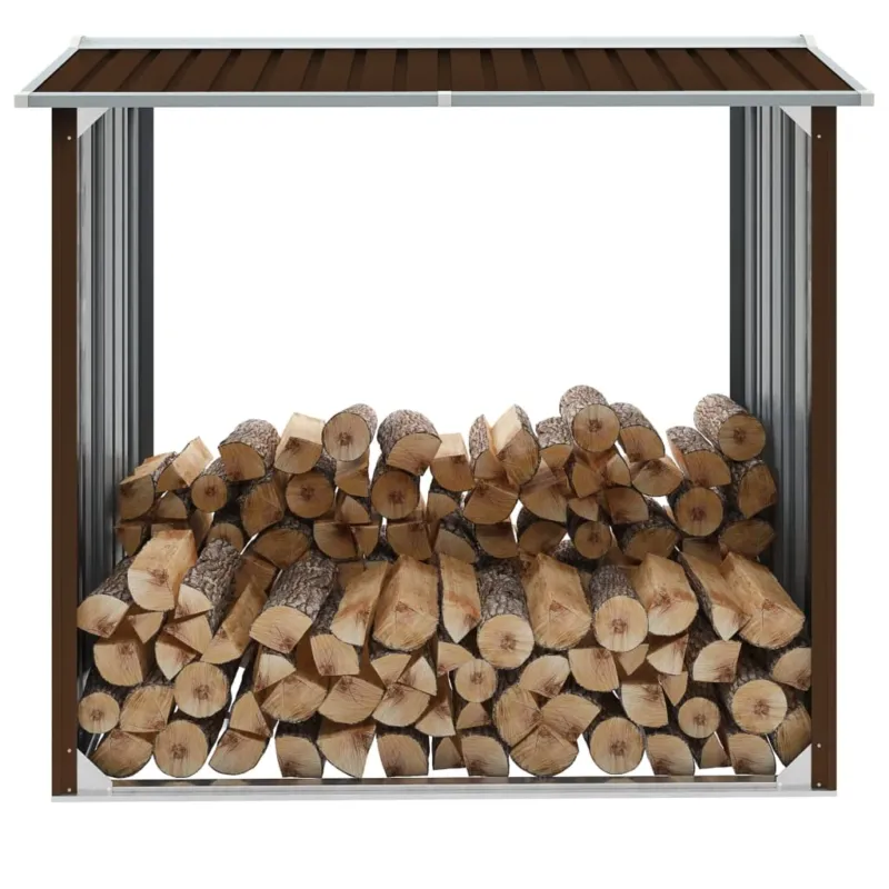 Portalegna Capannone in Acciaio Zincato 172x91x154 cm Marrone Promozione