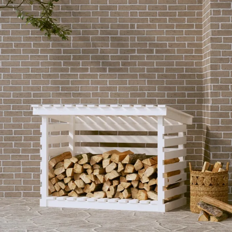 A Buon Prezzo Portalegna Bianco 108x73x79 cm in Legno Massello di Pino