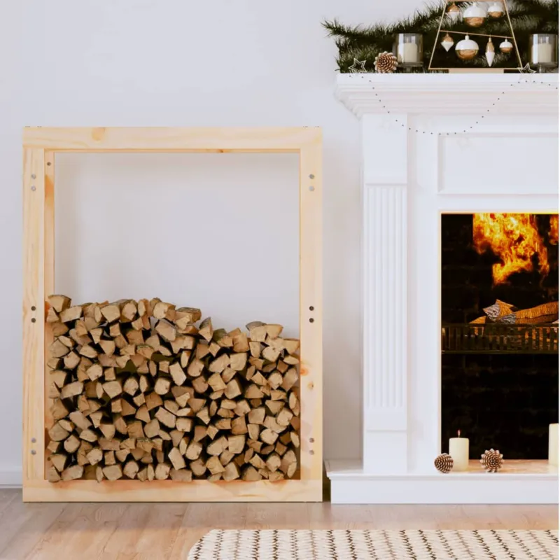 Portalegna 80x25x100 cm Portaceppi in Legno Massello di Pino Economico