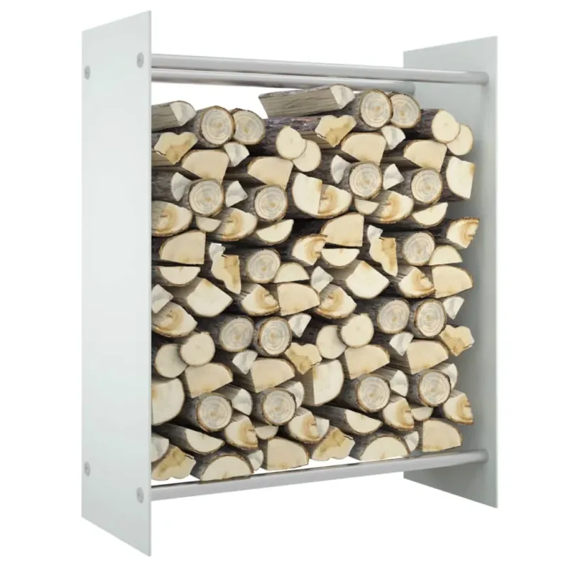 Spedizione Espresso Porta Legna Bianco 80x35x100 cm Portaceppi in Vetro Temperato