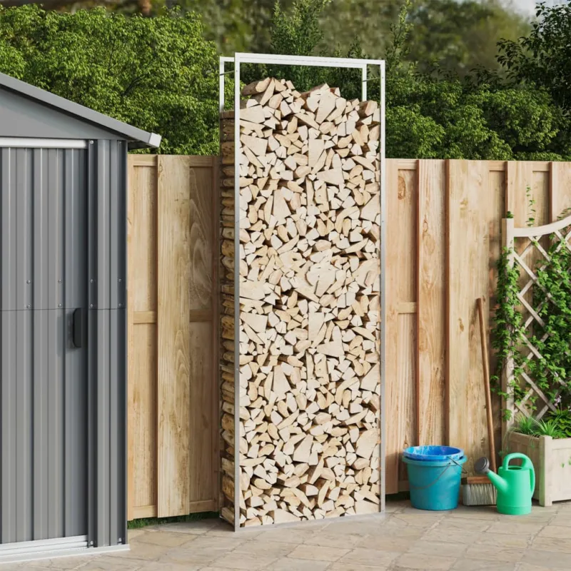 Portalegna 110x28x312 cm in Acciaio Inossidabile Portaceppi Reso Gratuito