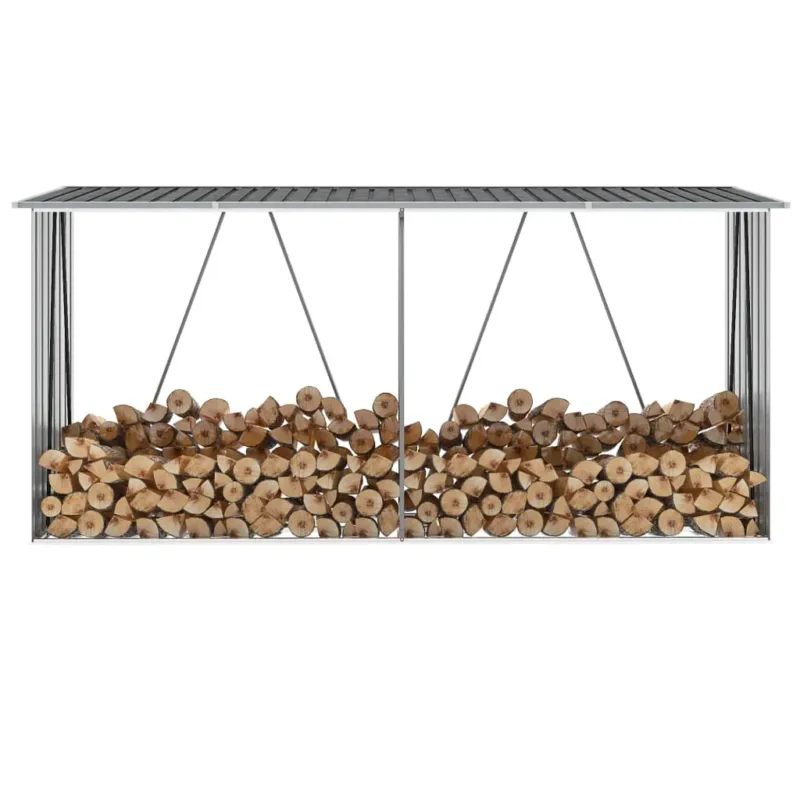 Non Perdere Portalegna da Giardino in Acciaio Zincato Capannone 330x84x152cm Antracite