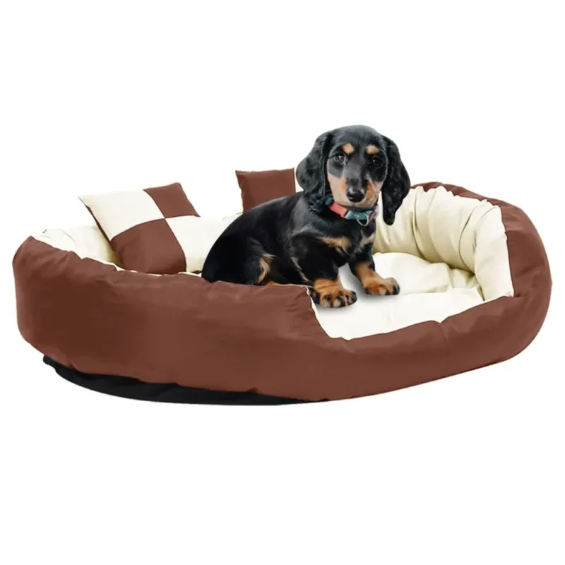 Ultimissimo Modello Cuscino Lettino per Cani Reversibile Lavabile Marrone Crema 110x80x23cm