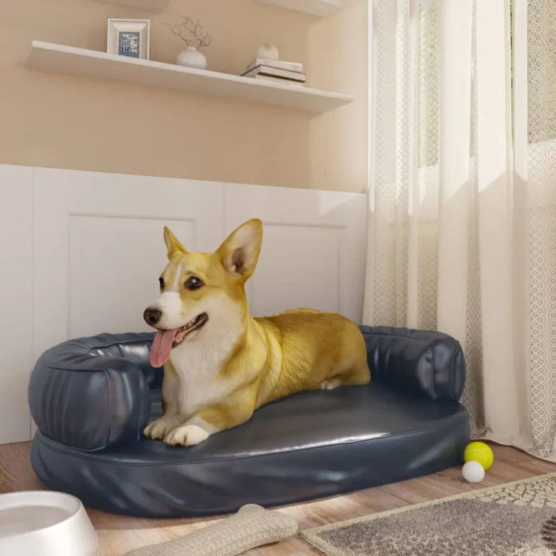 Compra Oggi Stesso Letto Cani Cuccia Ergonomica Gommapiuma Blu Scuro 75x53 cm Similpelle