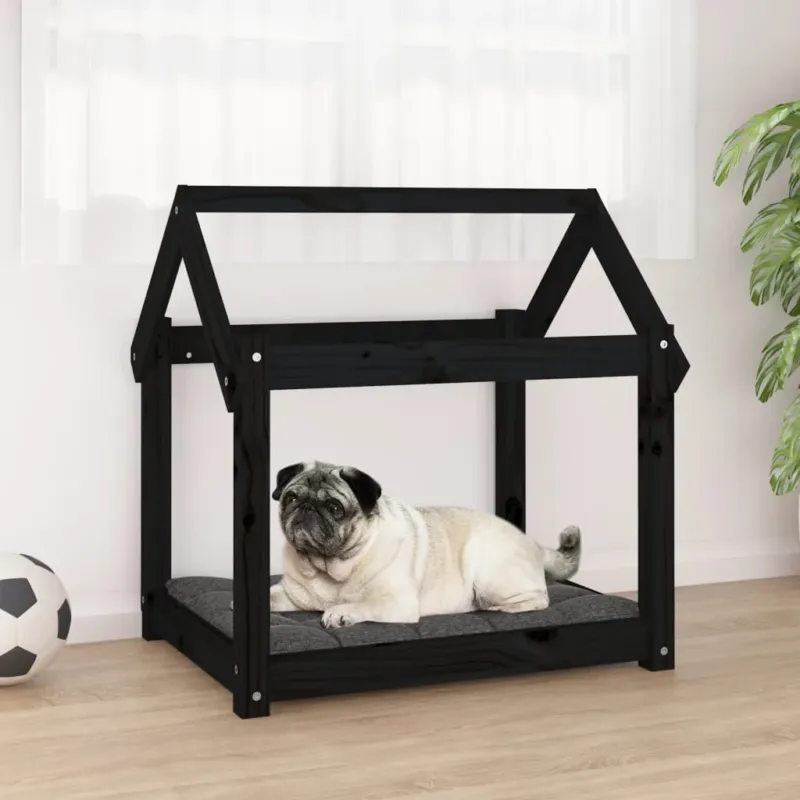 Solo Oggi Cuccia per Cani Casetta 71x55x70 cm in Legno Massello di Pino Colore Nero