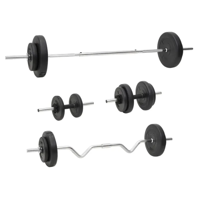 Set Bilanciere e Manubri con Dischi 60 kg in Acciaio Cromato Allenamento in Casa Offerta Lampo