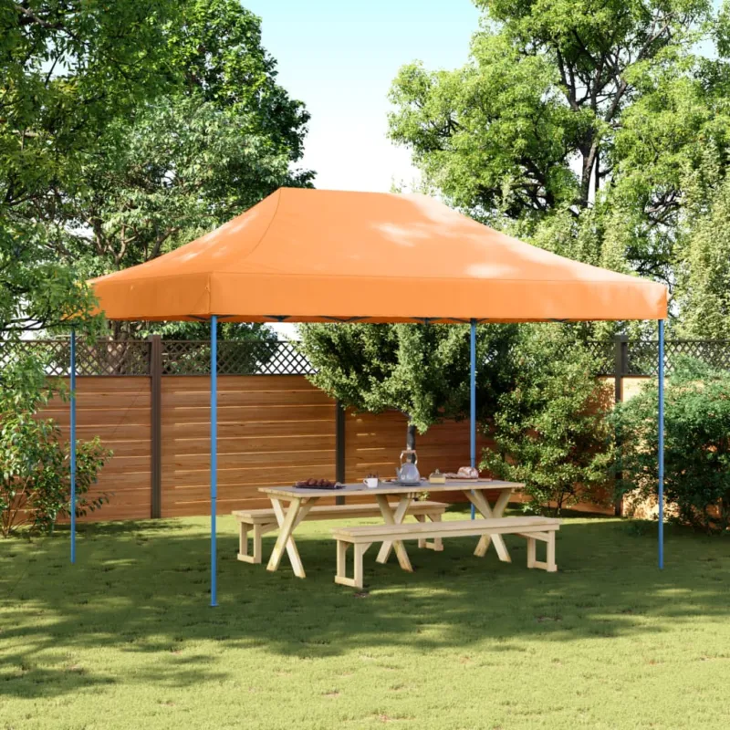 Nuovo Arrivo Tenda da Festa Pieghevole Pop-Up Arancione Struttura Blu 410x279x315 cm