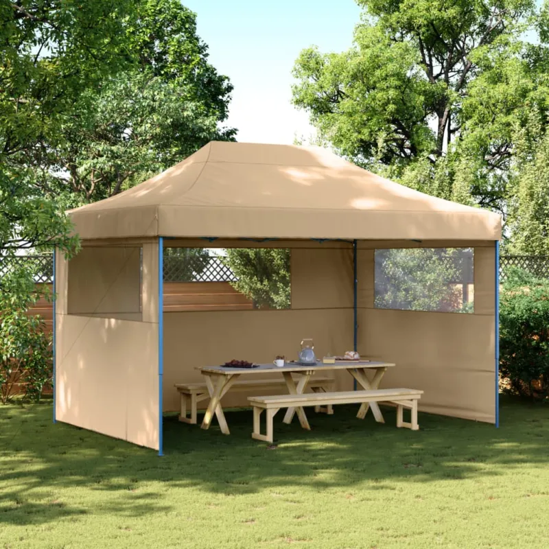 Non Perdere Tendone per Feste Pieghevole Pop-Up con 3 Pareti Beige Acciaio Verniciato