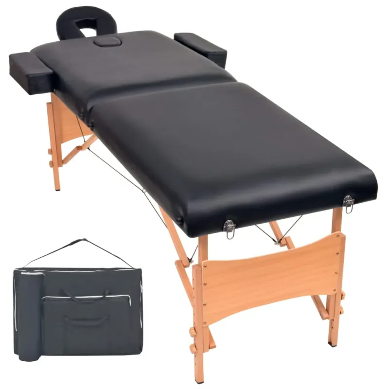 Subito Disponibile Lettino da Massaggio Portatile 2 Zone Pieghevole Spessore 10 cm Nero