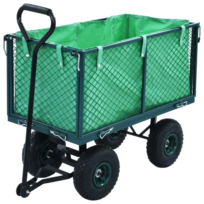 Carrello a Mano da Giardino Verde Portata 350 kg con Ruote Pneumatiche Promo Stagionale