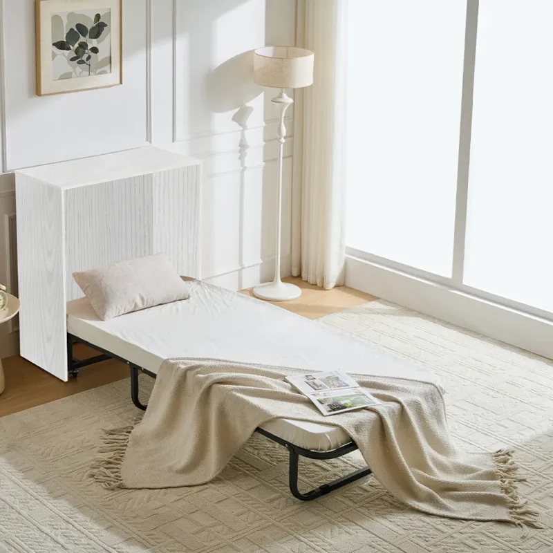 Super Prezzo Mobile Letto a Scomparsa Singolo Salvaspazio Bianco Frassinato Materasso Incluso