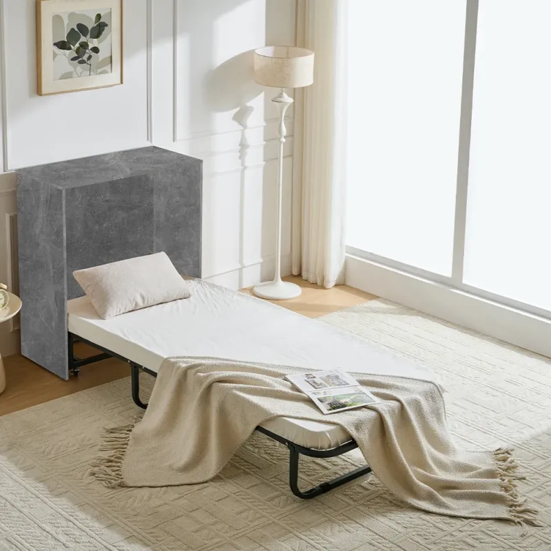 Mobile Letto a Scomparsa Singolo Salvaspazio Cemento Materasso e Rete Incluso Vendita Finale