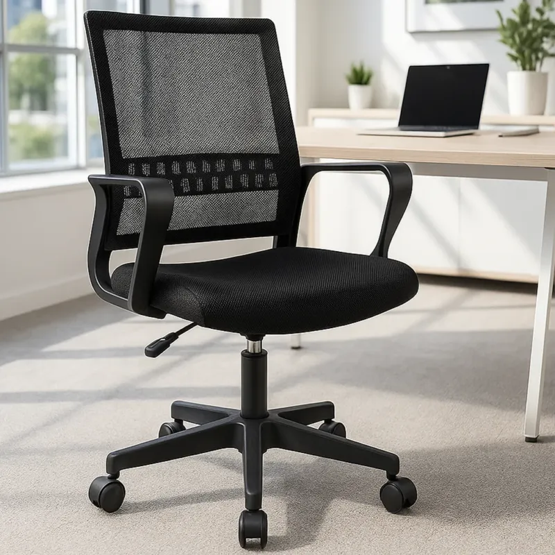 Sedia da Scrivania Nera con Ruote Piroettanti Seduta Ergonomica Ufficio e Casa Economico