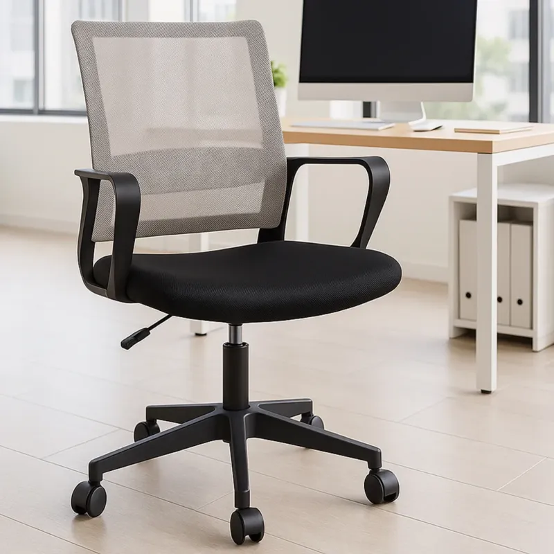 Sedia da Scrivania Nero e Grigio Ruote Piroettanti Seduta Ergonomica da Ufficio Offerta Lampo