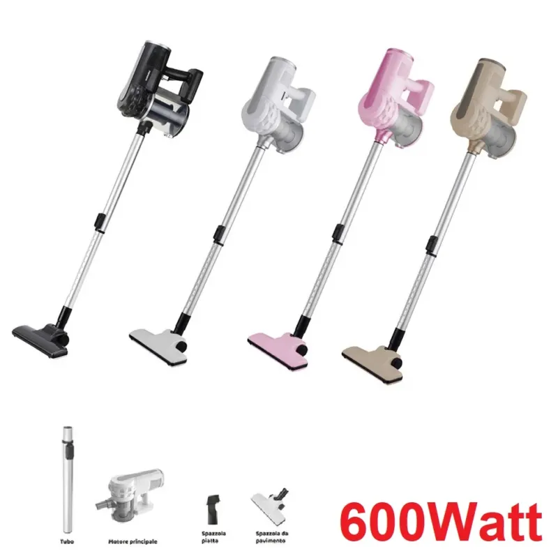 Ultime Pezzi Aspirapolvere 2in1 600W Filtro Hepa Lavabile Scopa Elettrica Compatta Accessori Tortora