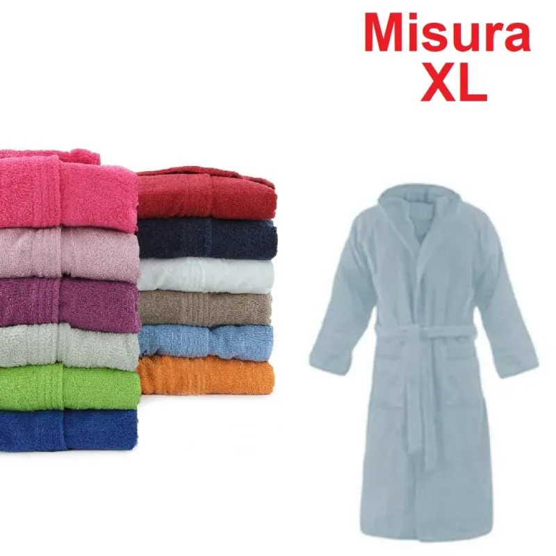 Subito Disponibile Accappatoio in Micro Spugna con Cappuccio Tasche Uomo Donna Grigio Taglia XL